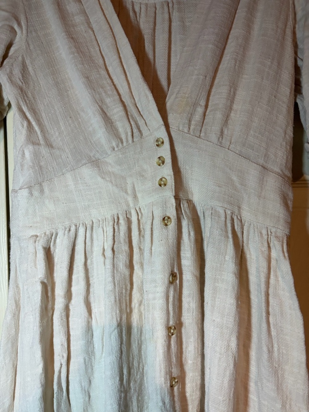 Free People Cream Button-Front Midi Dress - Picture 5 of 5
